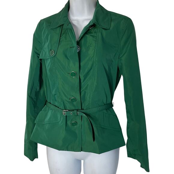 Liz Claiborne Jackets & Blazers - Liz Claiborne Green Belted Rain Resistant Short Trench Jacket with Pockets 8